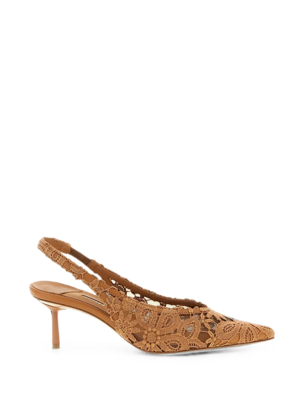 Le Silla Clivage lace-embellished slingback pumps Bruin