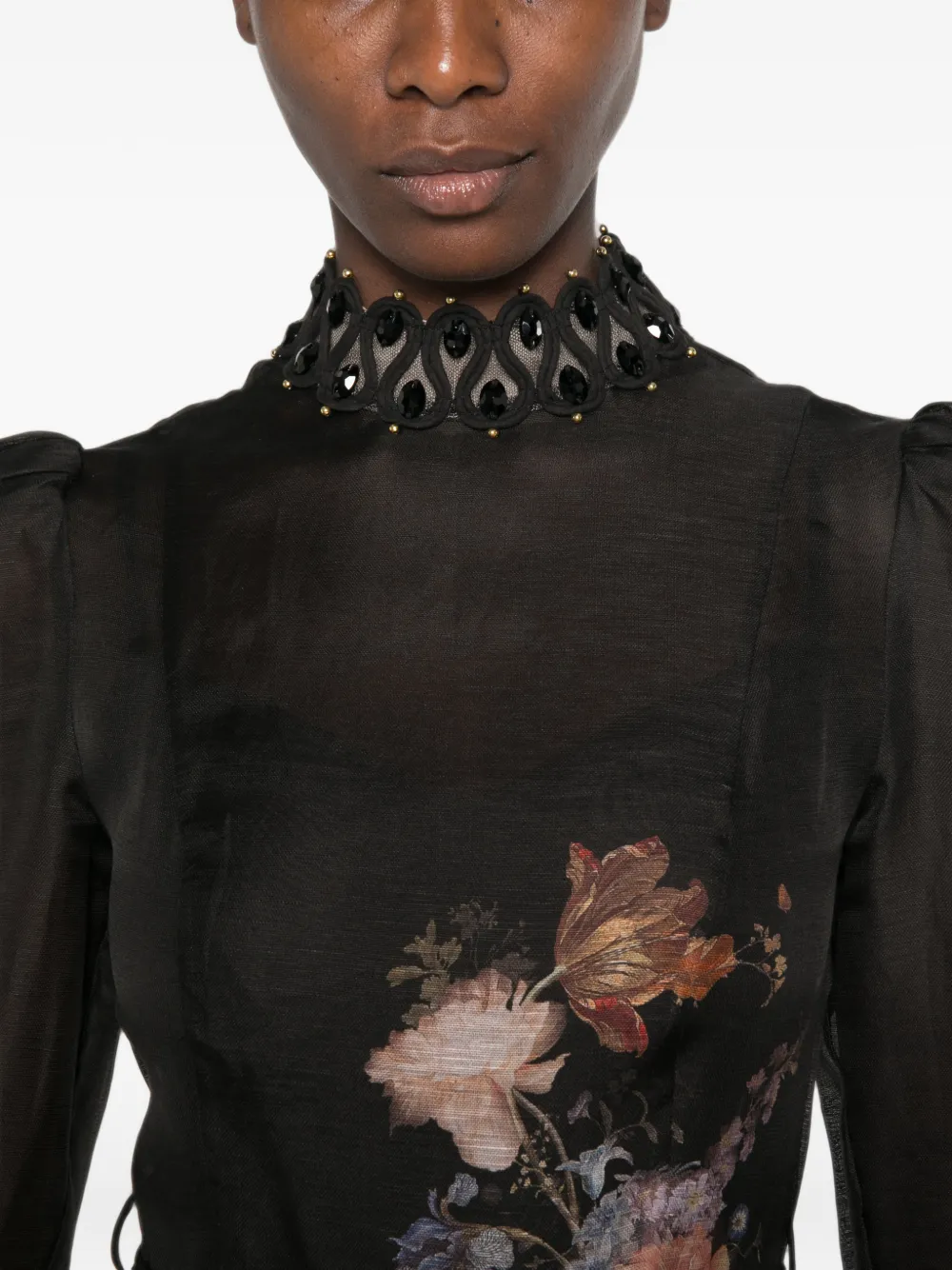 ZIMMERMANN Valiant mini-jurk met bloemenprint Zwart