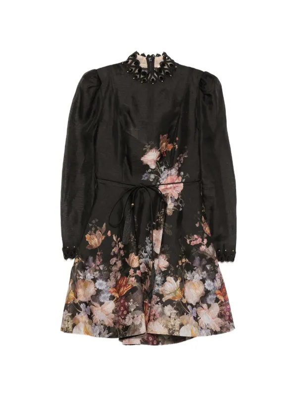 zimmermann black floral dress Valiant floral-print Mini | this linen and silk elegant dress with sleeves Women’s Cotton Blend Printed EU/UK Size:8