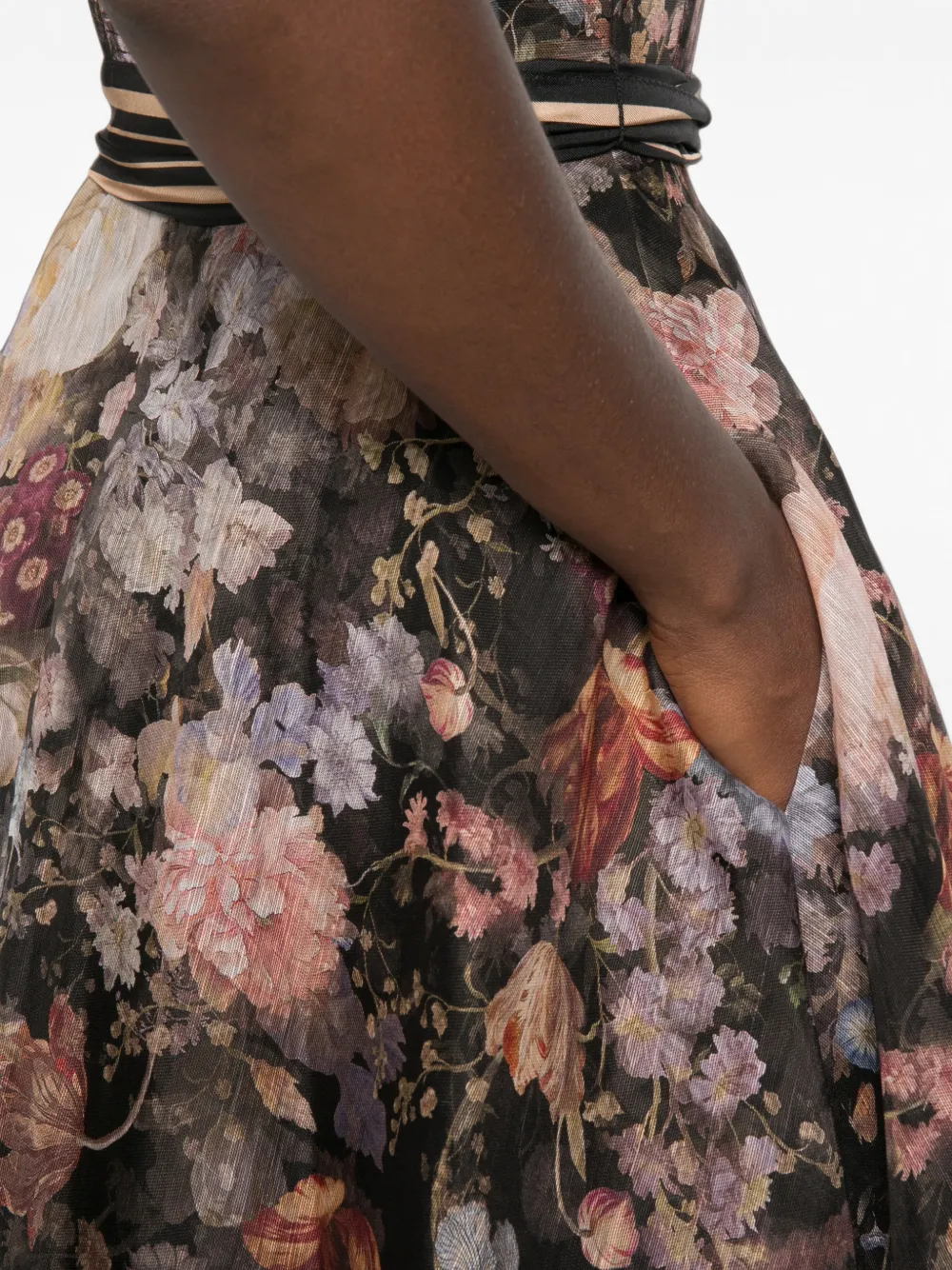 ZIMMERMANN Valiant Corset midi-jurk met bloemenprint Zwart