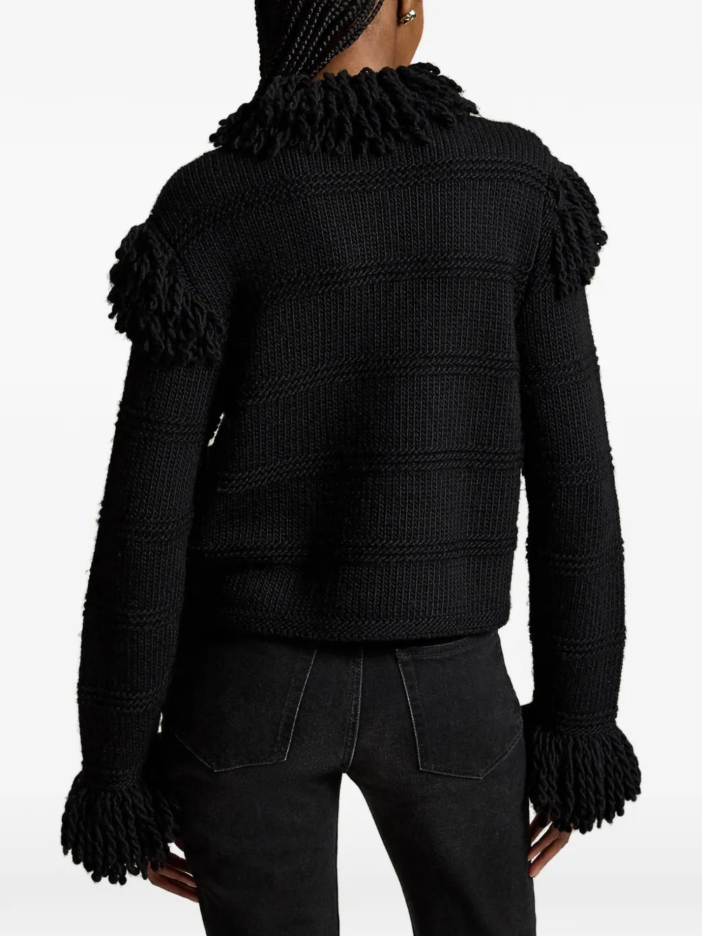 Polo Ralph Lauren Kabelgebreid vest met franje afwerking Zwart