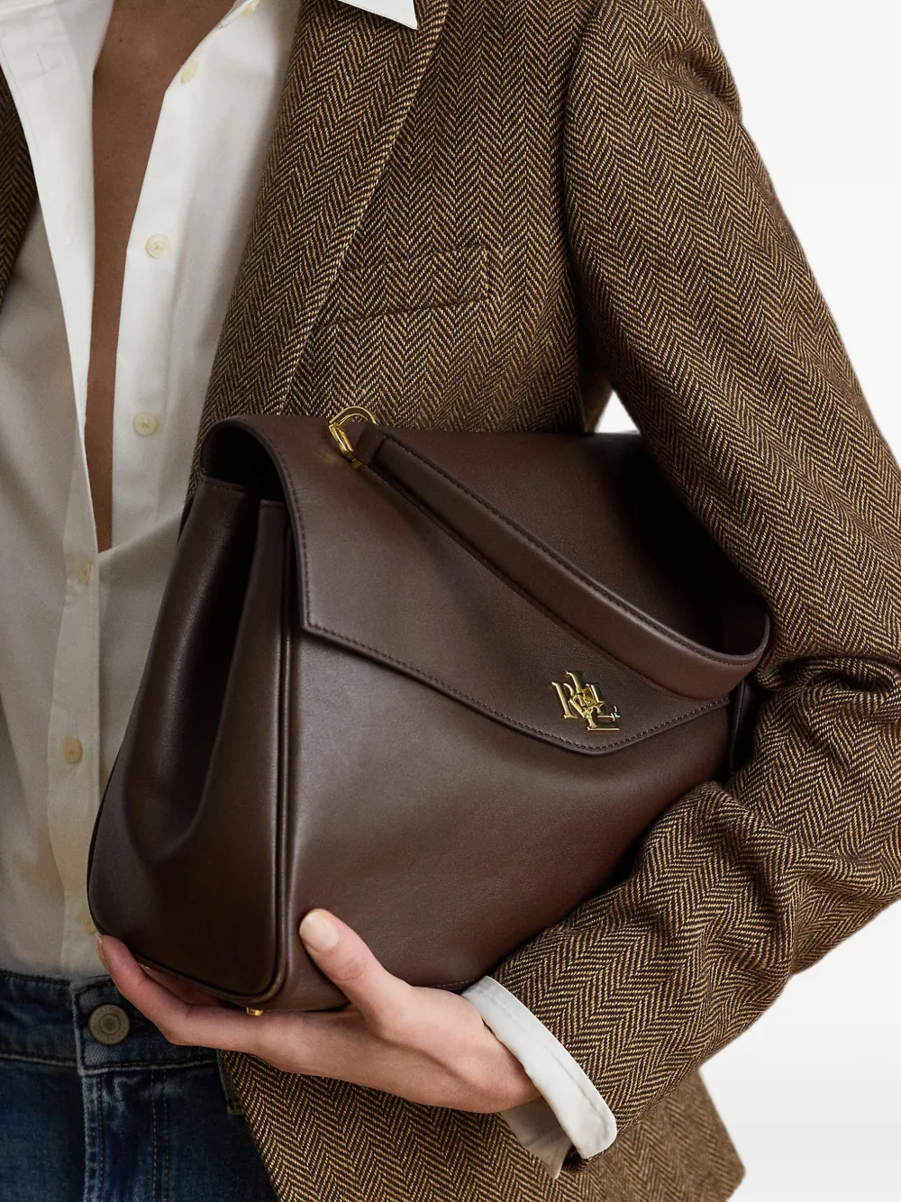 Lauren Ralph Lauren Shopper met logoplakkaat Bruin