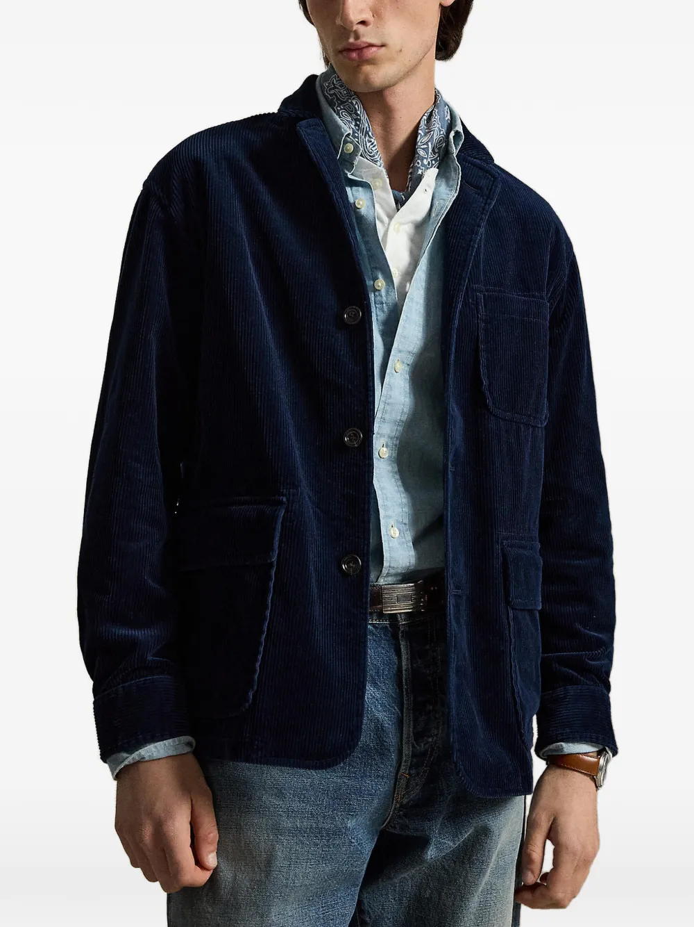 Polo Ralph Lauren Ribfluwelen blazer met drie zakken Blauw