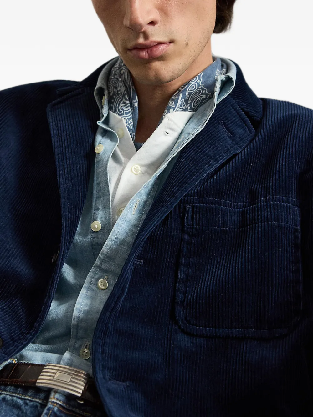 Polo Ralph Lauren Ribfluwelen blazer met drie zakken Blauw