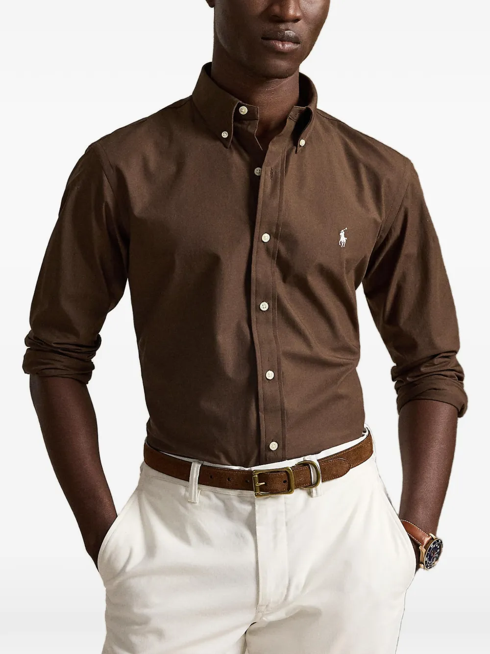 Polo Ralph Lauren Overhemd met geborduurd logo Bruin