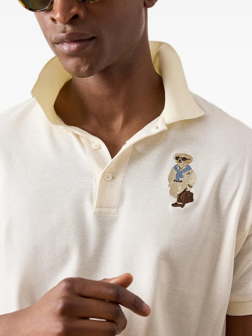 Ralph Lauren Purple Label Poloshirt met geborduurde beer Beige