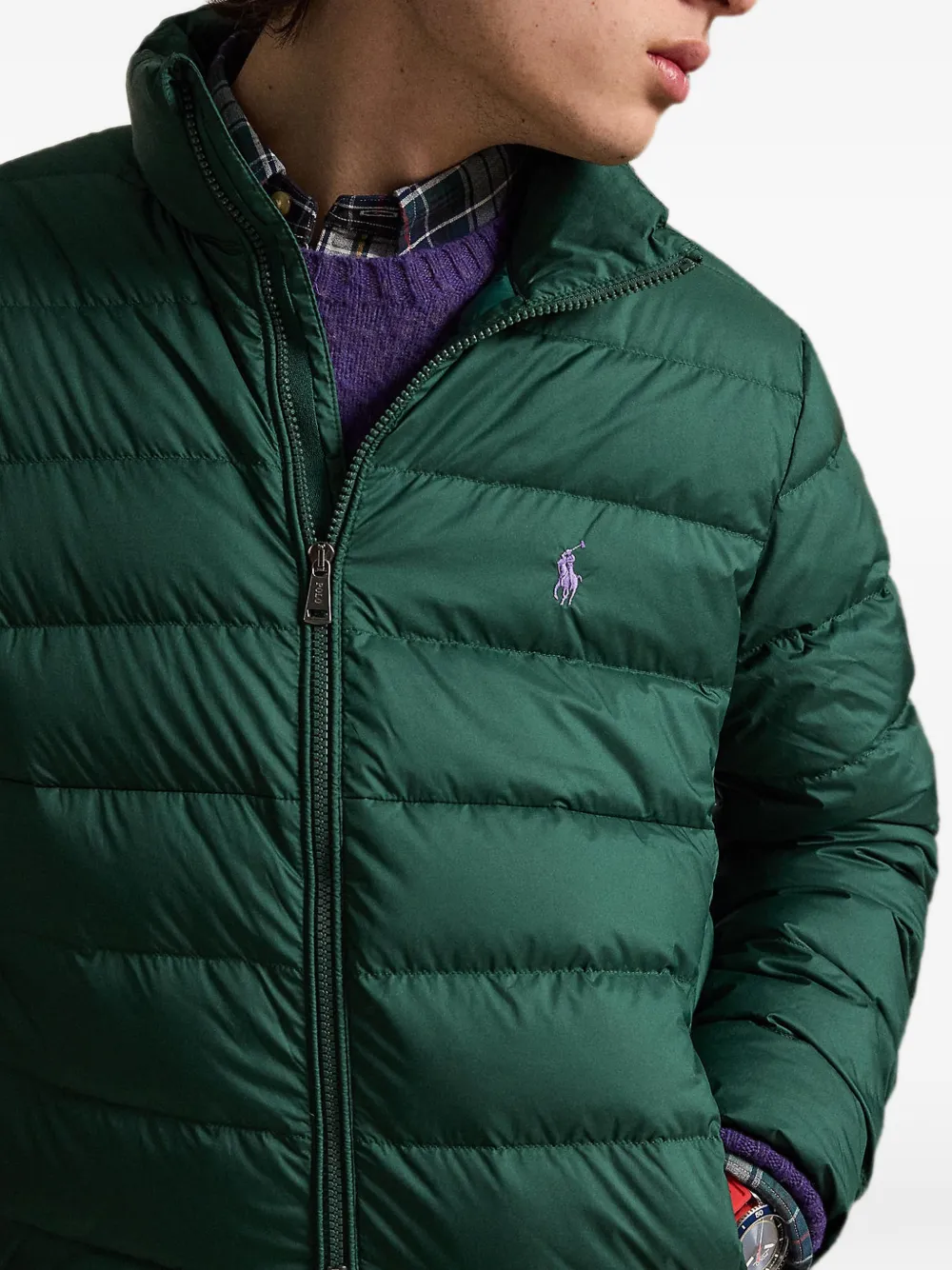 Polo Ralph Lauren Gewatteerd jack met geborduurd logo Groen