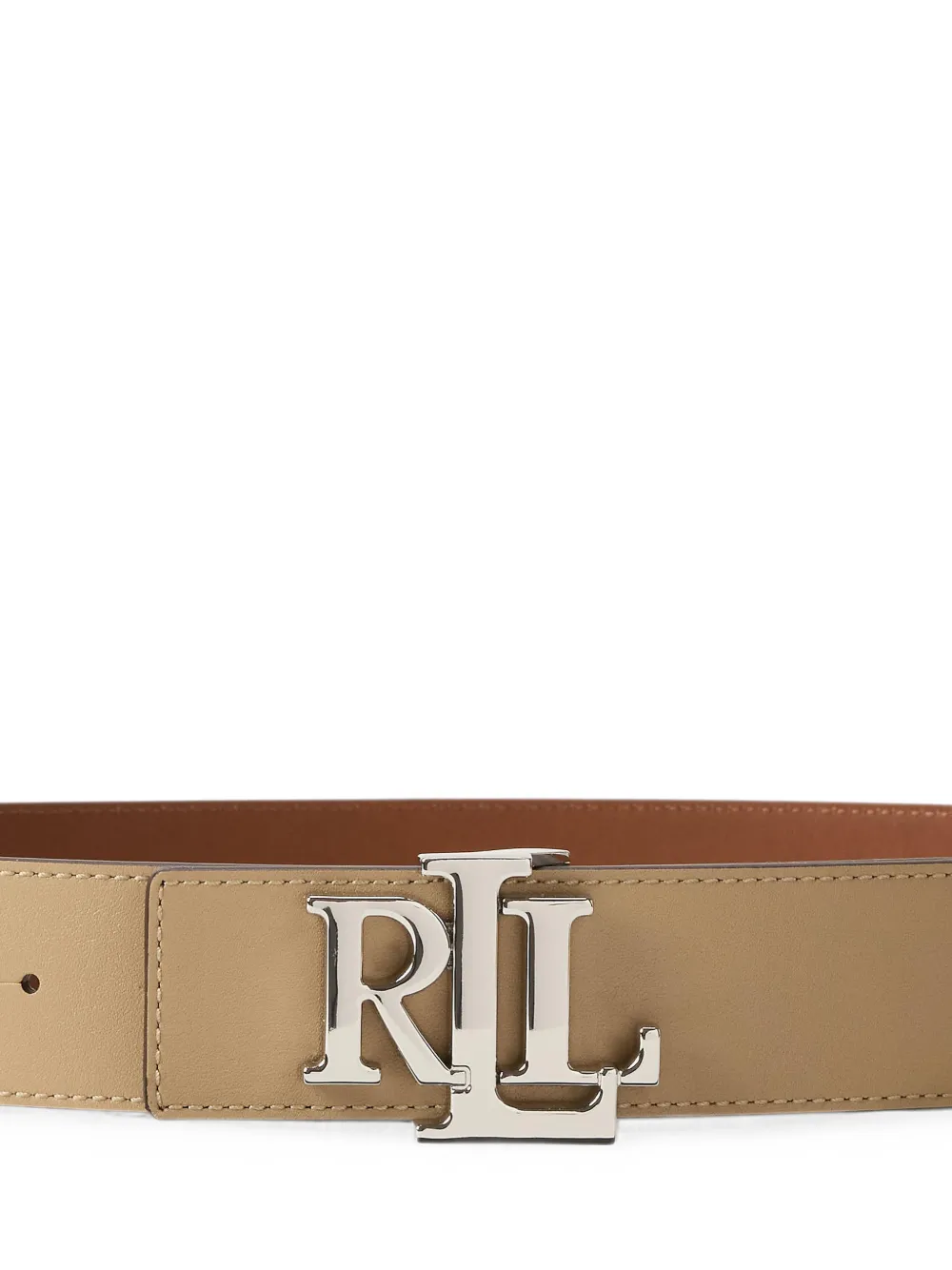Lauren Ralph Lauren Leren riem met logoplakkaat Bruin