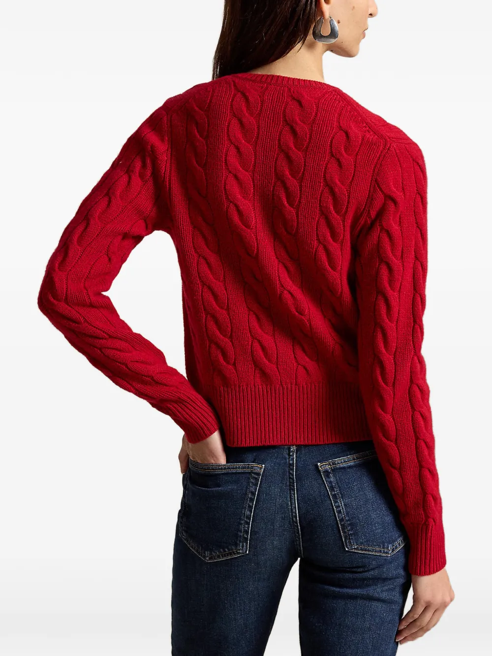 Polo Ralph Lauren Kabelgebreid vest met geborduurd logo Rood