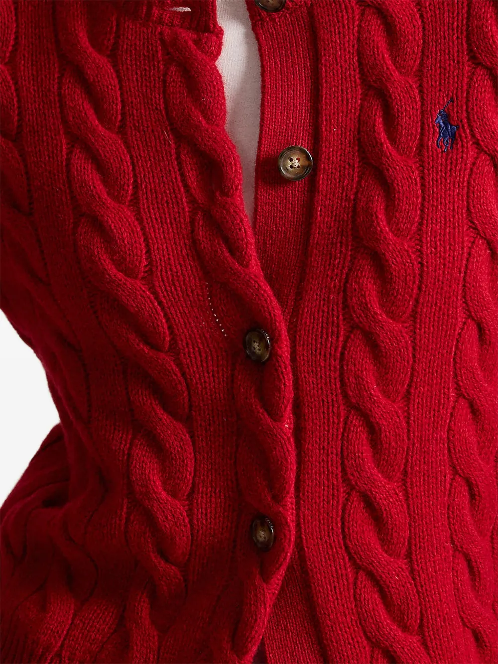Polo Ralph Lauren Kabelgebreid vest met geborduurd logo Rood