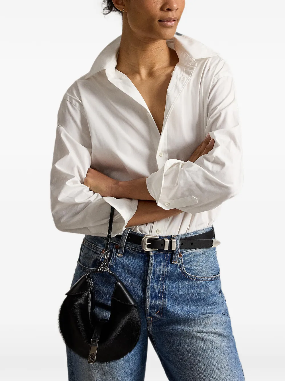Polo Ralph Lauren Polo ID haarkalfsleren mini-schoudertas Zwart