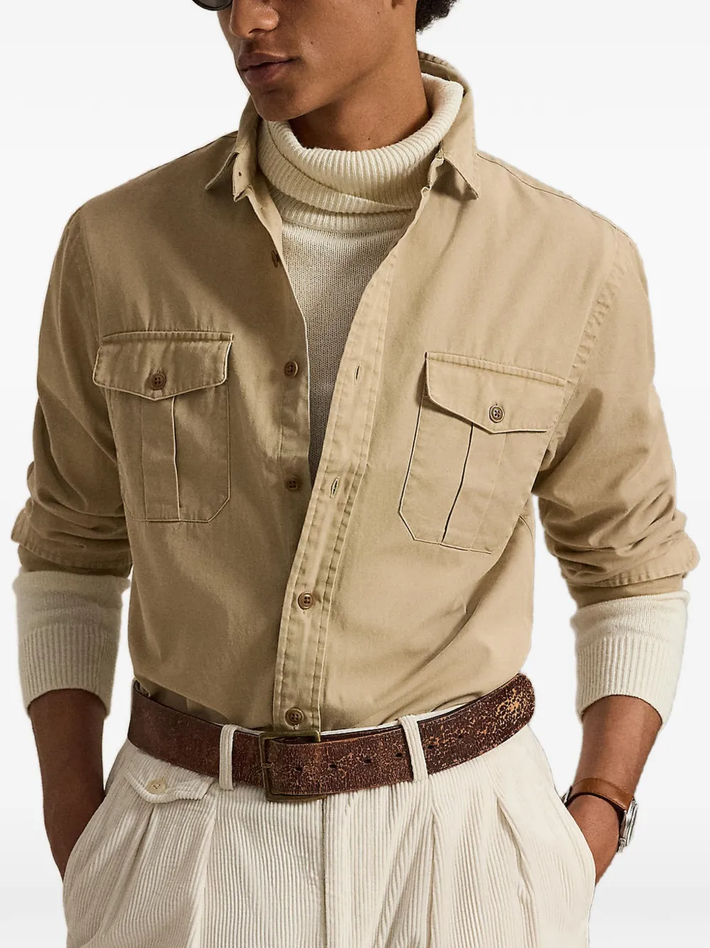 Polo Ralph Lauren Button-up shirtjack met borstzak Beige