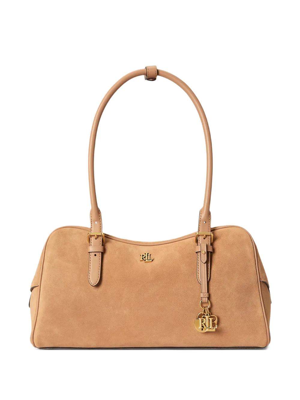 Lauren Ralph Lauren large Marcy buckle-detail suede shoulder bag - Nude
