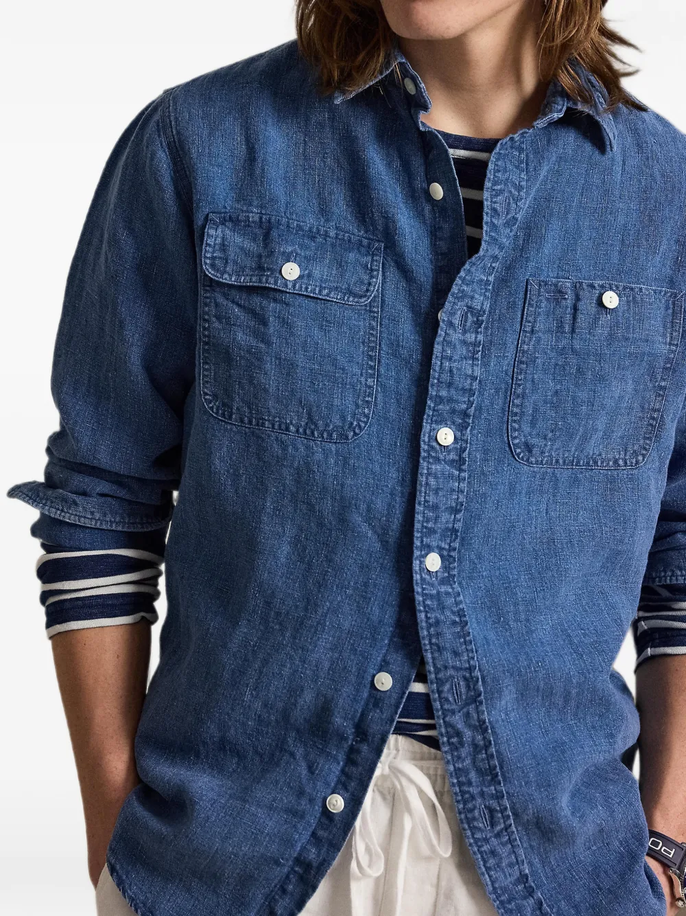 Polo Ralph Lauren Linnen overhemd met klassieke pasvorm Blauw