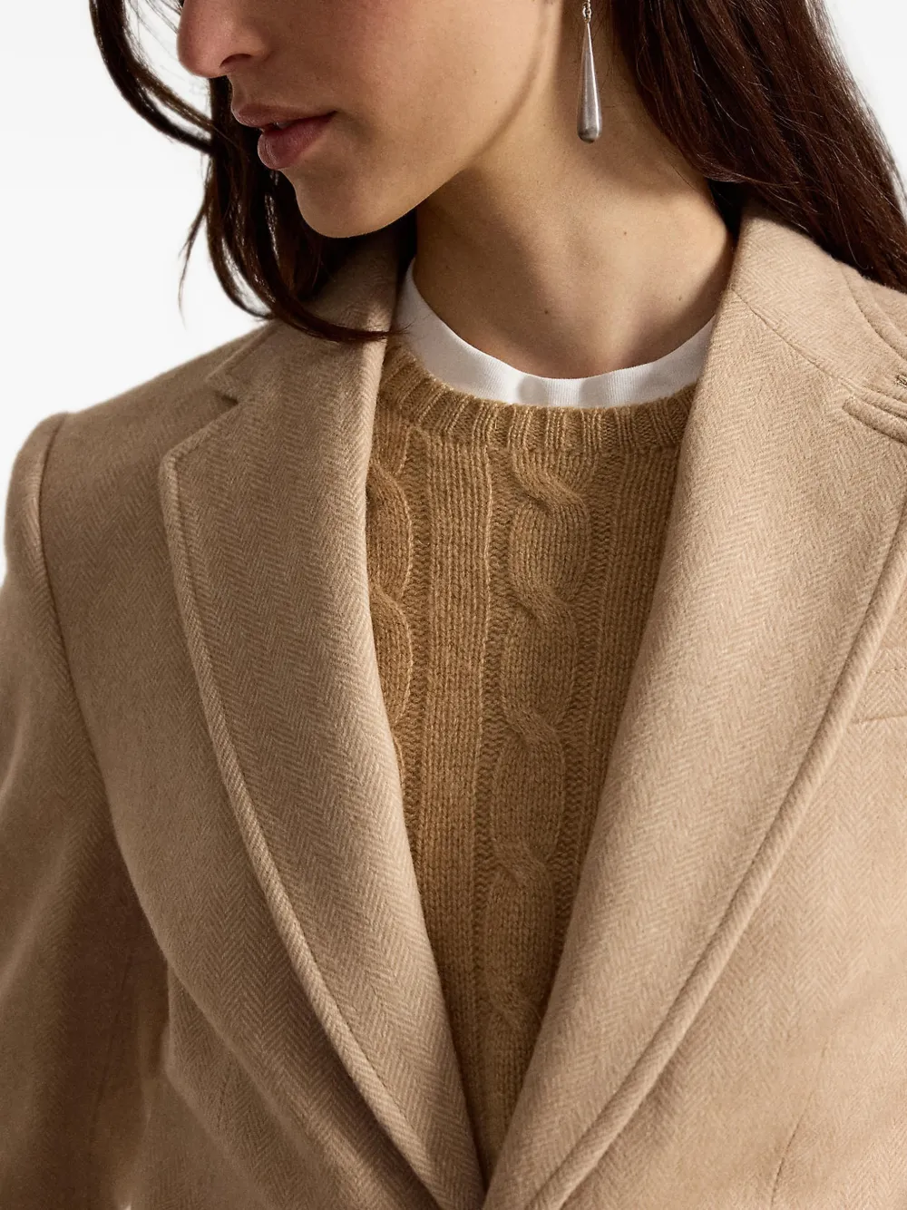 Polo Ralph Lauren Wollen blazer met visgraatpatroon Beige