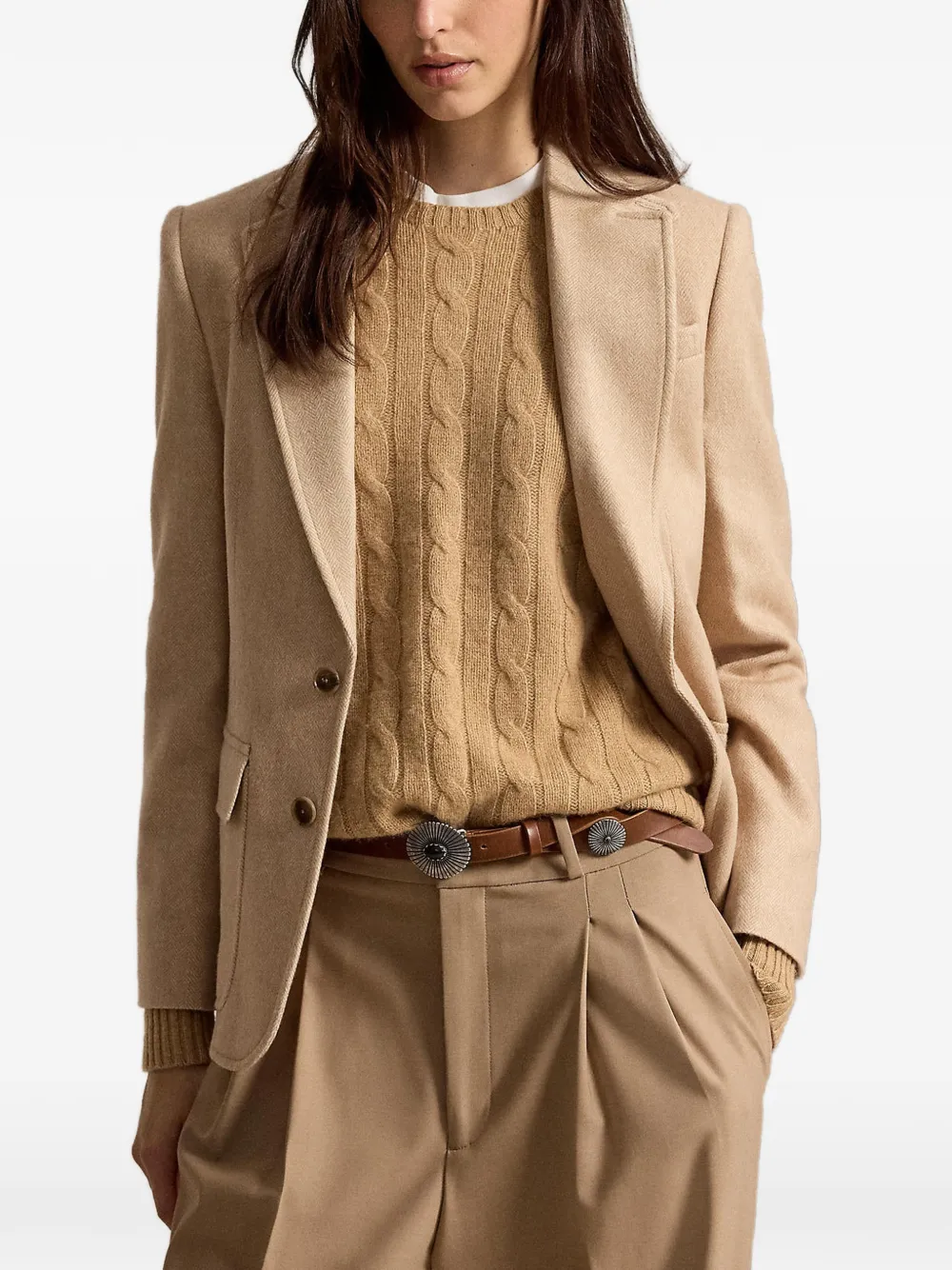 Polo Ralph Lauren Wollen blazer met visgraatpatroon Beige