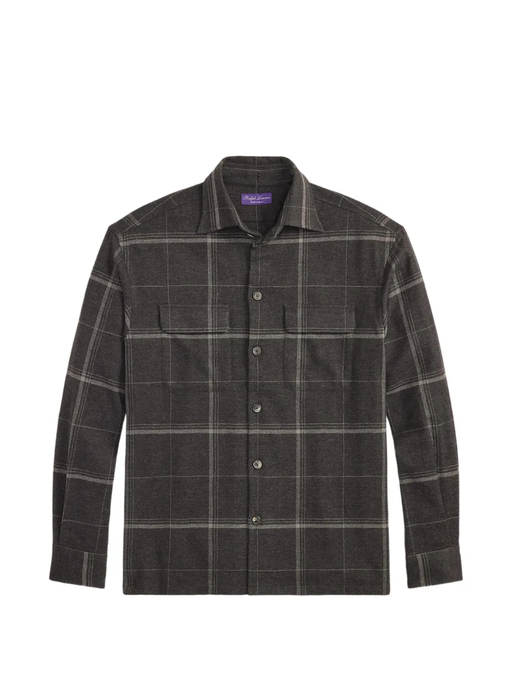 Ralph Lauren Purple Label Kariertes Hemd mit Klappentasche - Grau