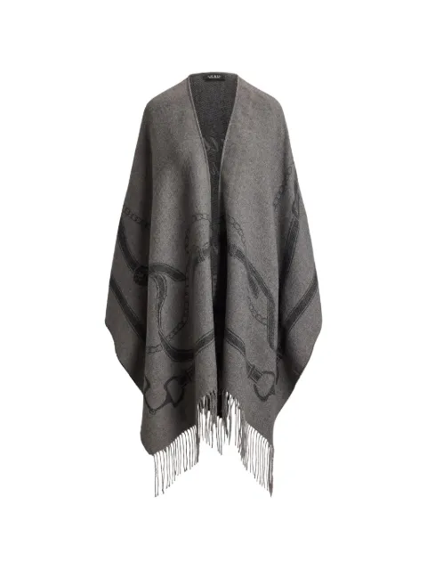 Lauren Ralph Lauren Poncho com franjas e estampa de corrente