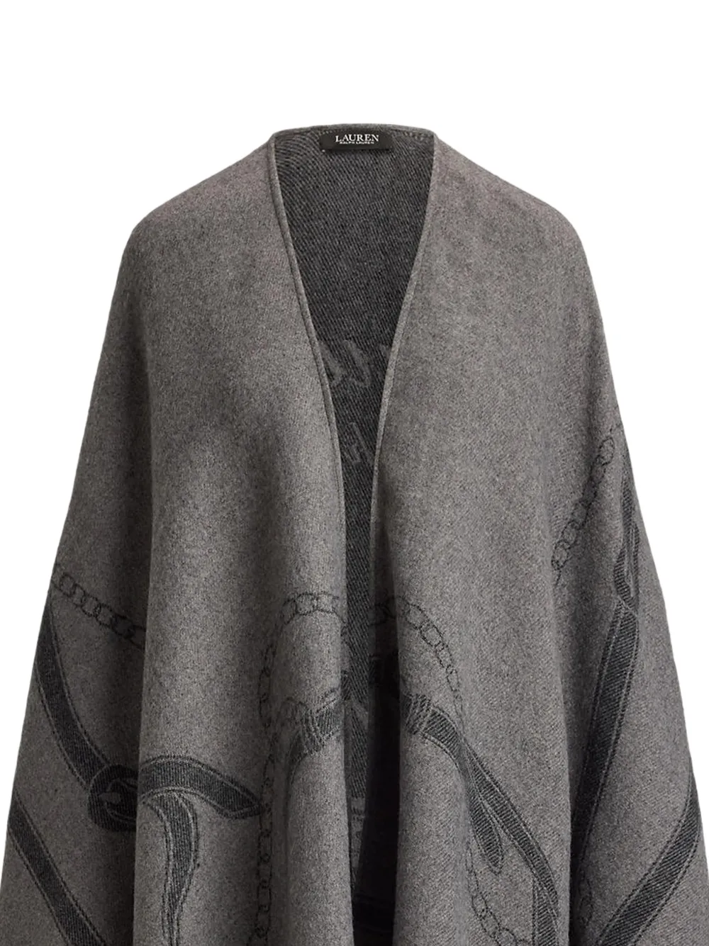 Lauren Ralph Lauren Poncho met kettingprint en franje Grijs