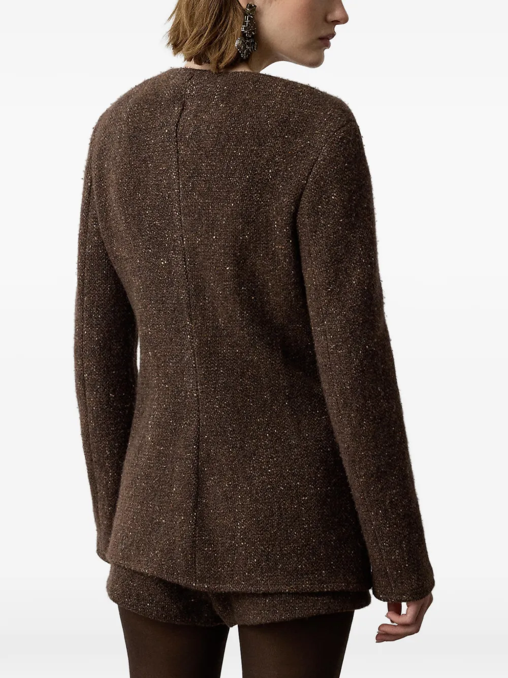 Ralph Lauren Collection Vest met franje en sjaaldetail Bruin