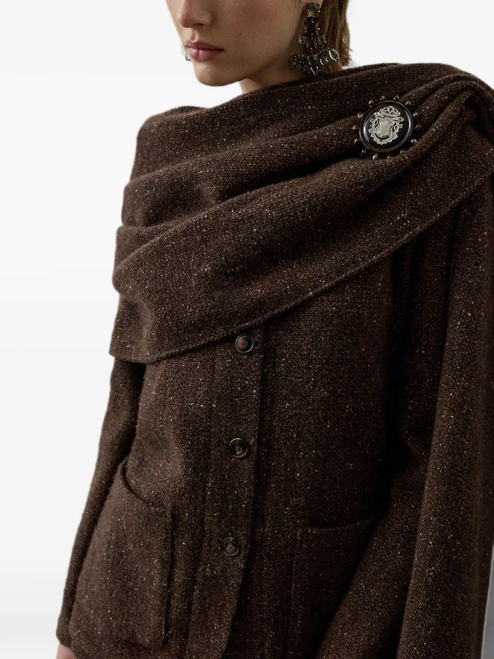 Ralph Lauren Collection Vest met franje en sjaaldetail Bruin