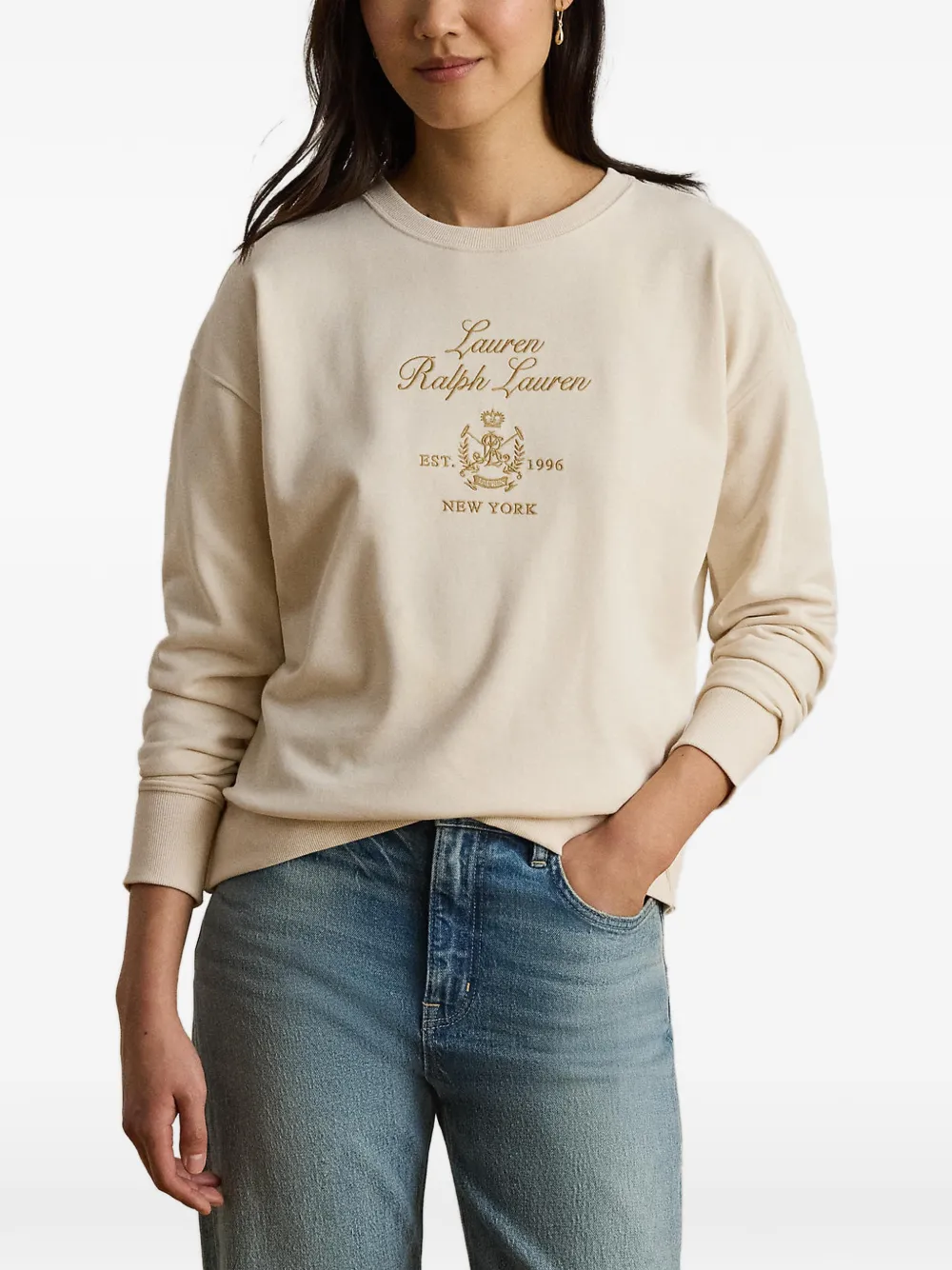 Lauren Ralph Lauren Trui met geborduurd logo Beige