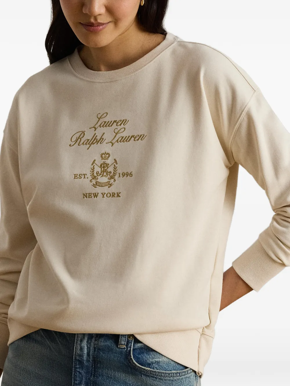 Lauren Ralph Lauren Trui met geborduurd logo Beige
