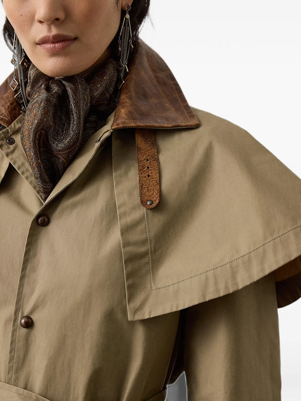 Polo Ralph Lauren Jack met cape-laag en ceintuur Beige