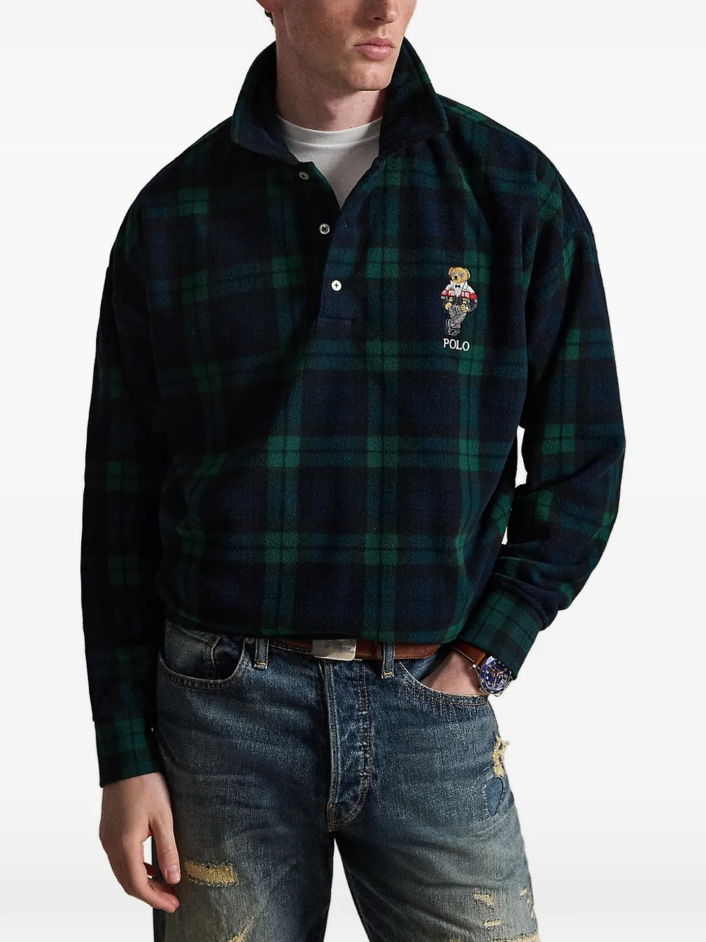 Polo Ralph Lauren Polo Bear geruite trui Blauw