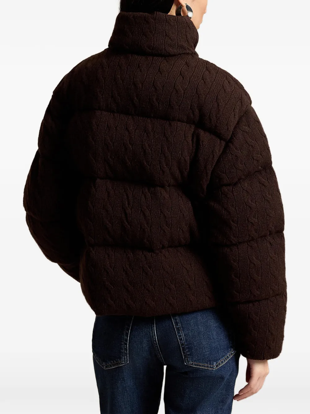 Polo Ralph Lauren Kabelgebreid donsjack van wol-kasjmier Bruin