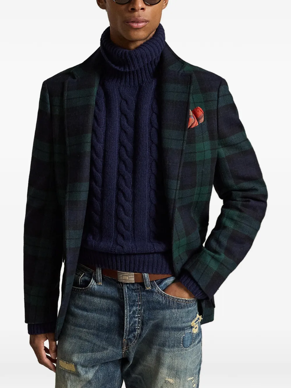 Polo Ralph Lauren Blazer met tartan ruit en enkele rij knopen Groen