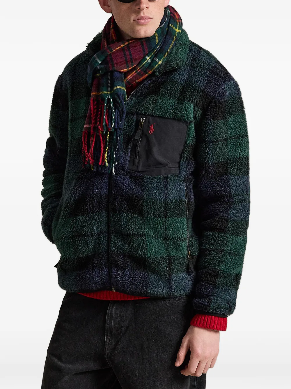 Polo Ralph Lauren Geruite fleece sweater Groen