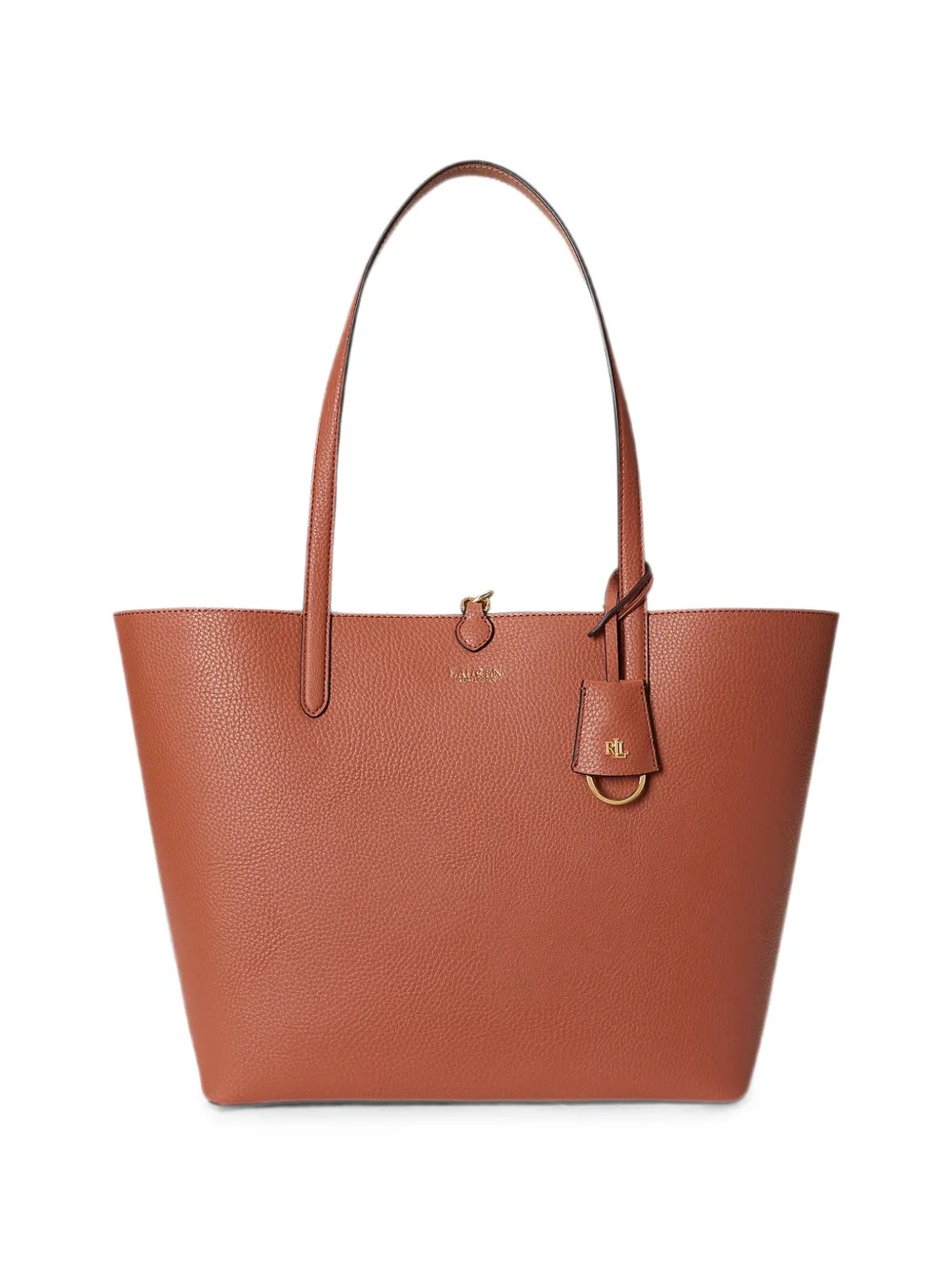 Lauren Ralph Lauren logo-plaque pebbled tote bag - Marrone