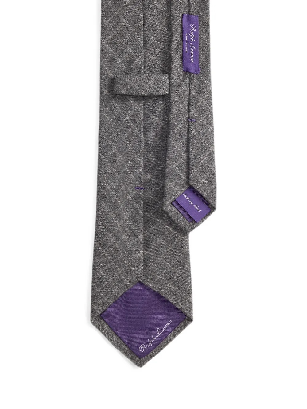 Ralph Lauren Purple Label Geruite stropdas met visgraatpatroon Grijs