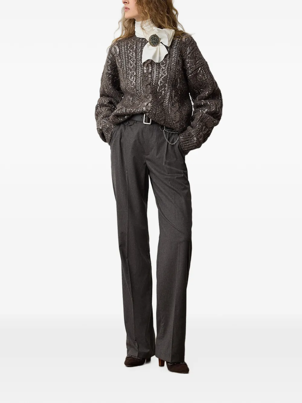 Ralph Lauren Collection Straight plooibroek Grijs