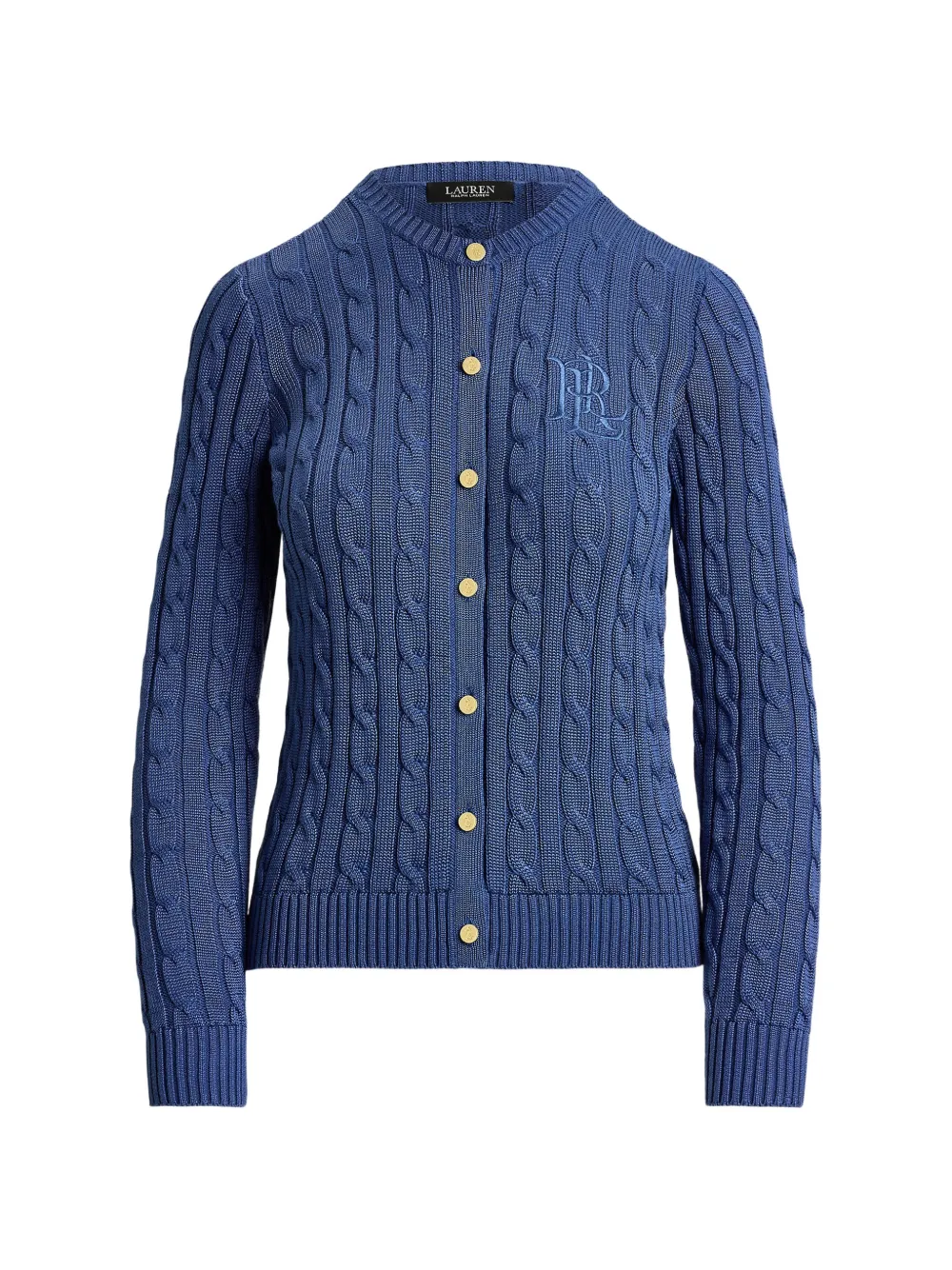 Lauren Ralph Lauren cable-knit logo-embroidered cardigan - Blau