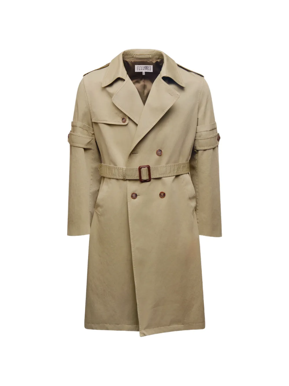 MM6 Maison Margiela double-breasted overdyed trench coat - Toni neutri