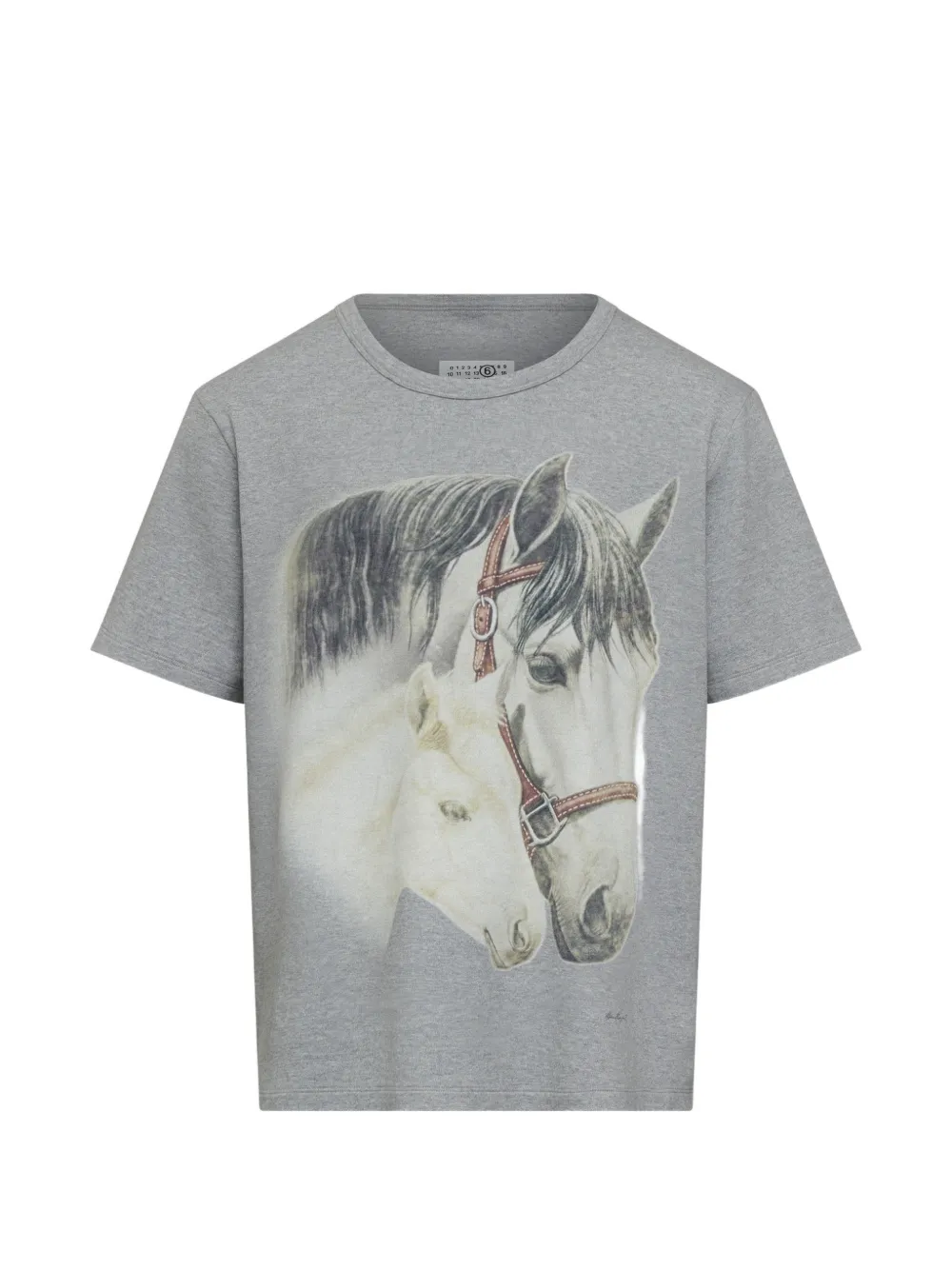 MM6 Maison Margiela horse-portrait print T-shirt - Grigio