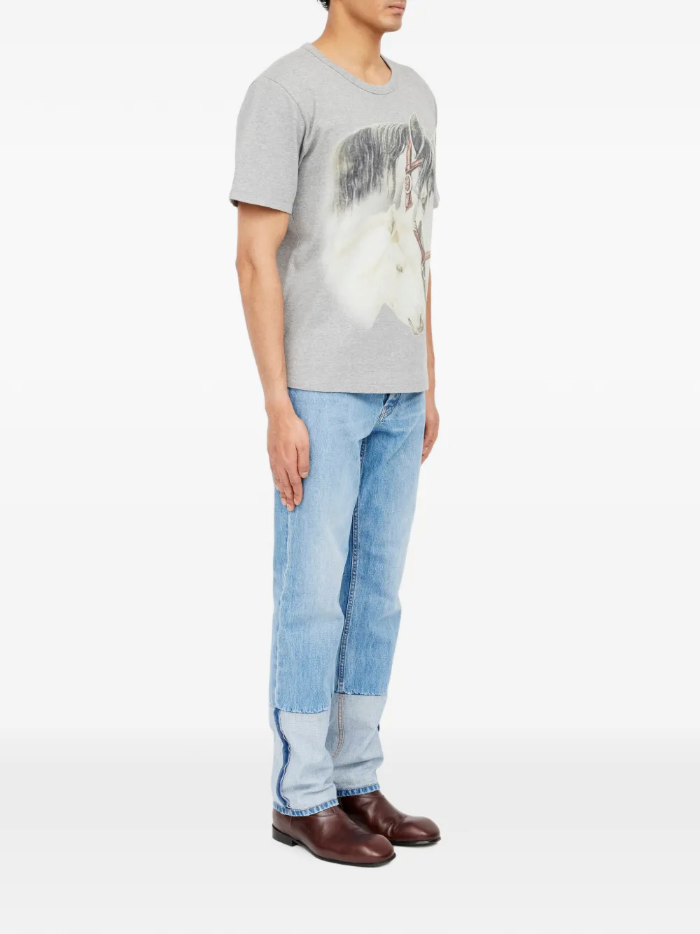 MM6 Maison Margiela horse-portrait print T-shirt Grijs