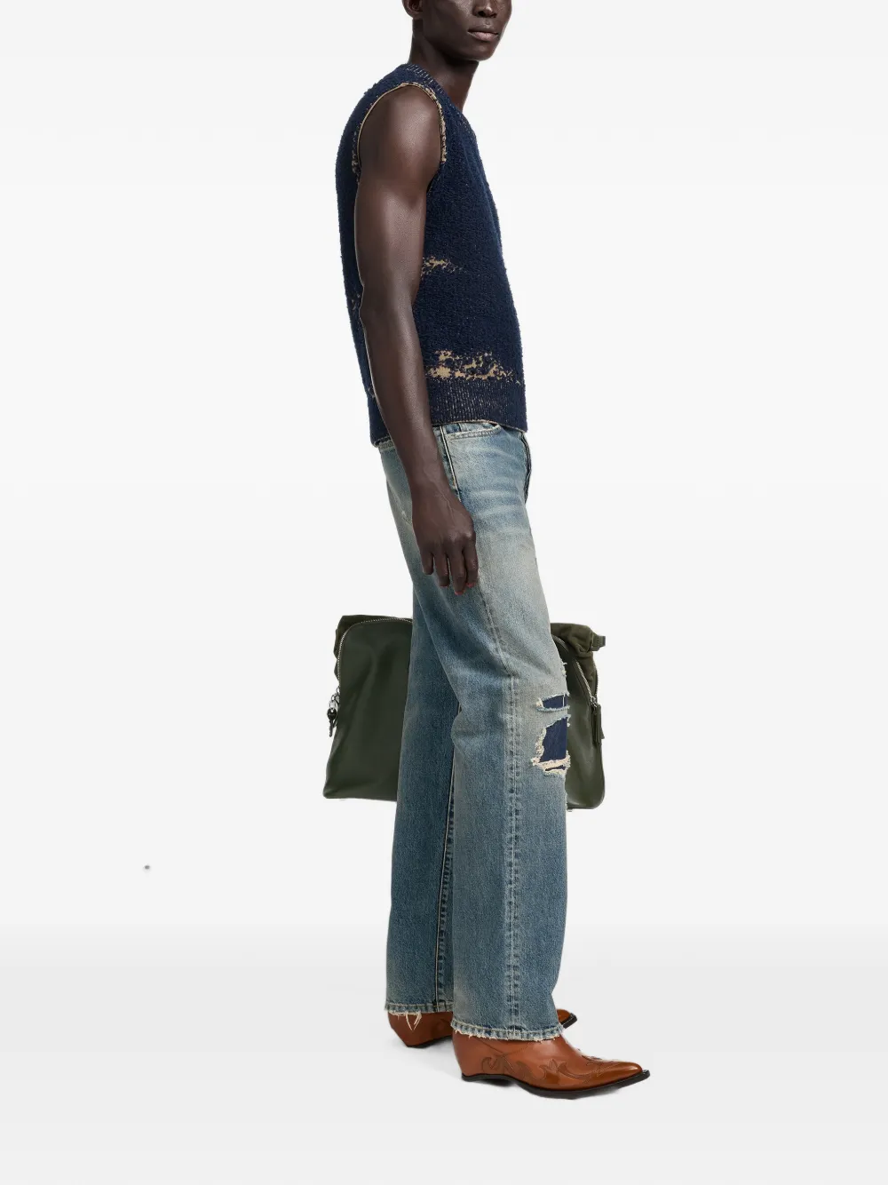 Maison Margiela Gebreide top met zuur Blauw