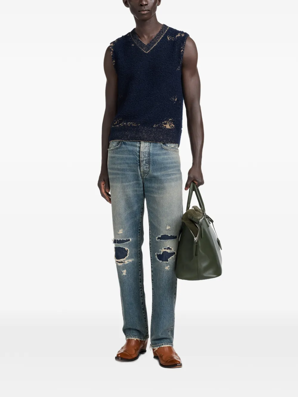 Maison Margiela Gebreide top met zuur Blauw