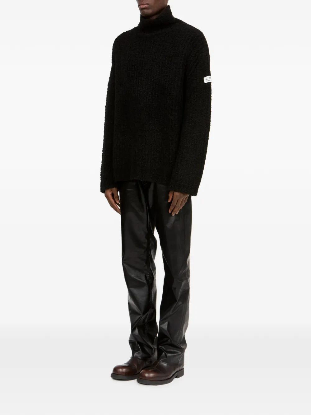 MM6 Maison Margiela Bouclé trui met hoge hals Zwart