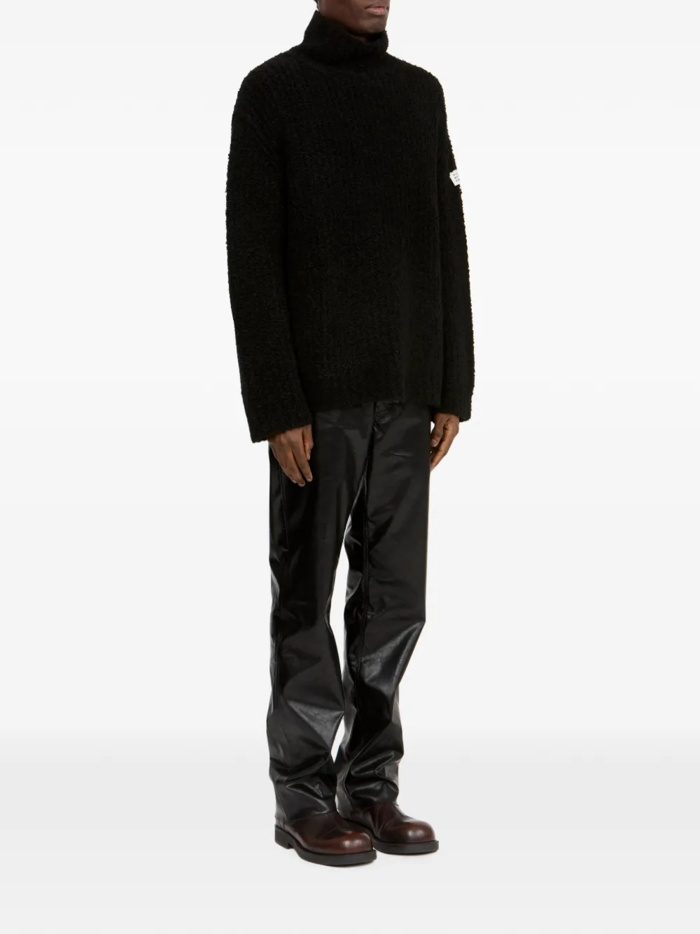 MM6 Maison Margiela Bouclé trui met hoge hals Zwart