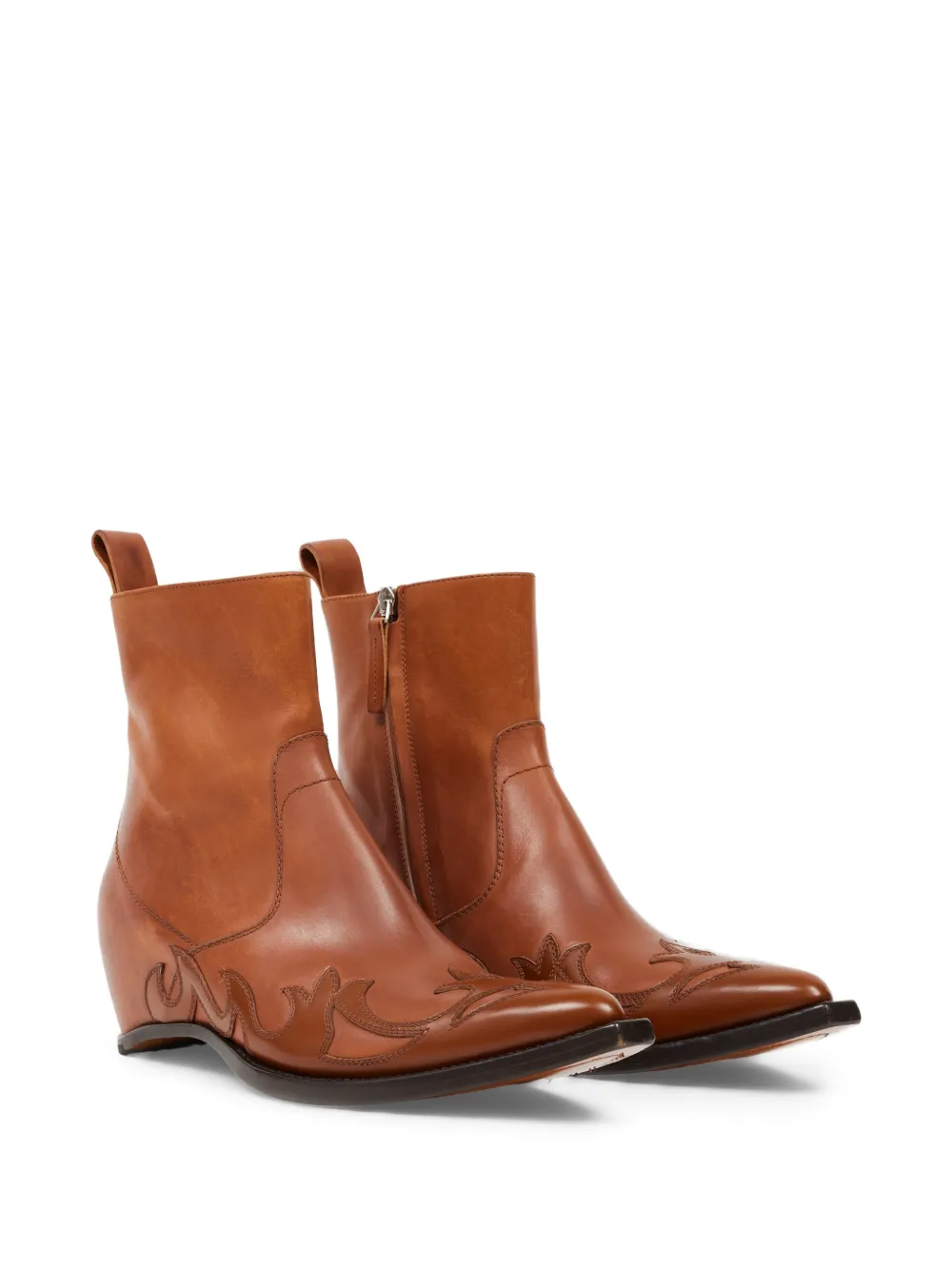 Maison Margiela Western flame-appliqué ankle boots Bruin