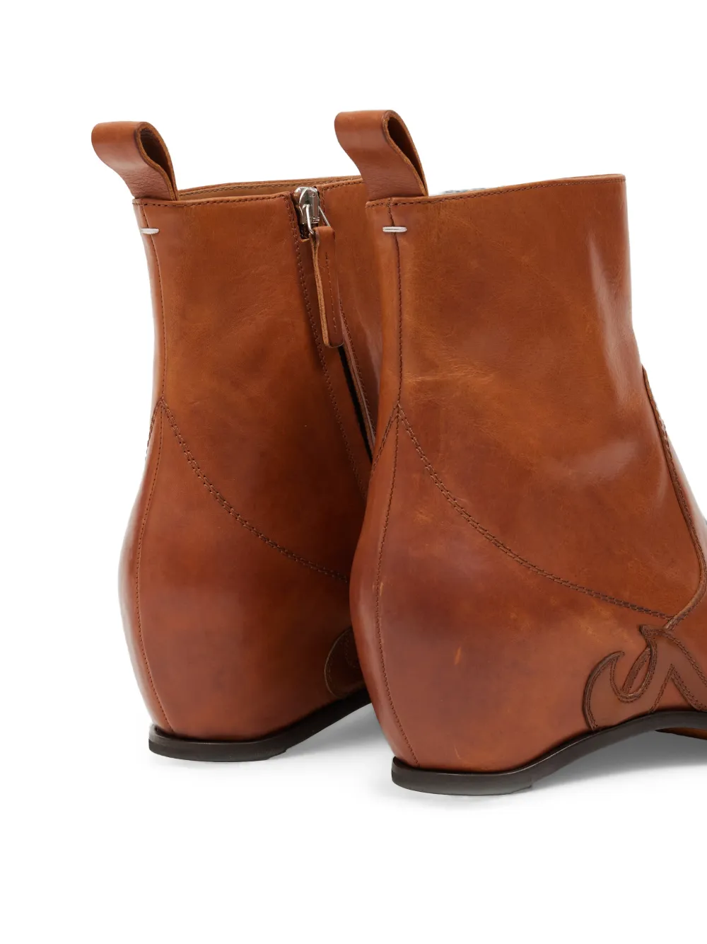 Maison Margiela Western flame-appliqué ankle boots Bruin