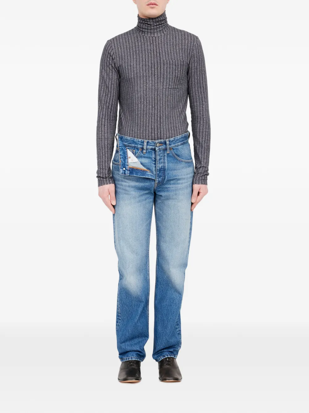 MM6 Maison Margiela Straight jeans met riemlussen Blauw