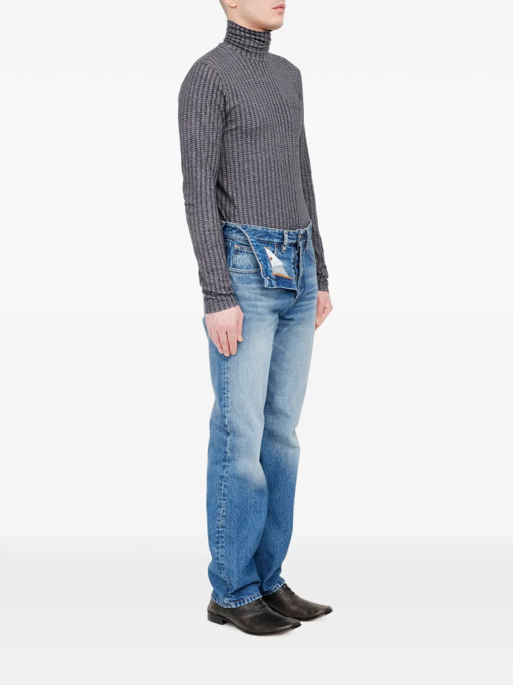 MM6 Maison Margiela Straight jeans met riemlussen Blauw