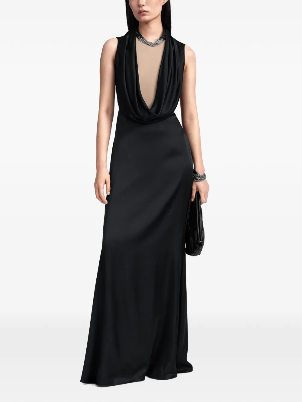 Maison Margiela Maxi-jurk met hoge hals Zwart