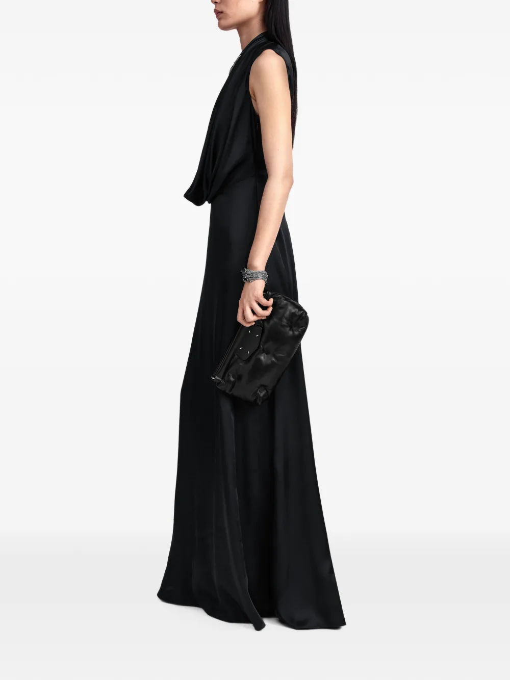 Maison Margiela Maxi-jurk met hoge hals Zwart