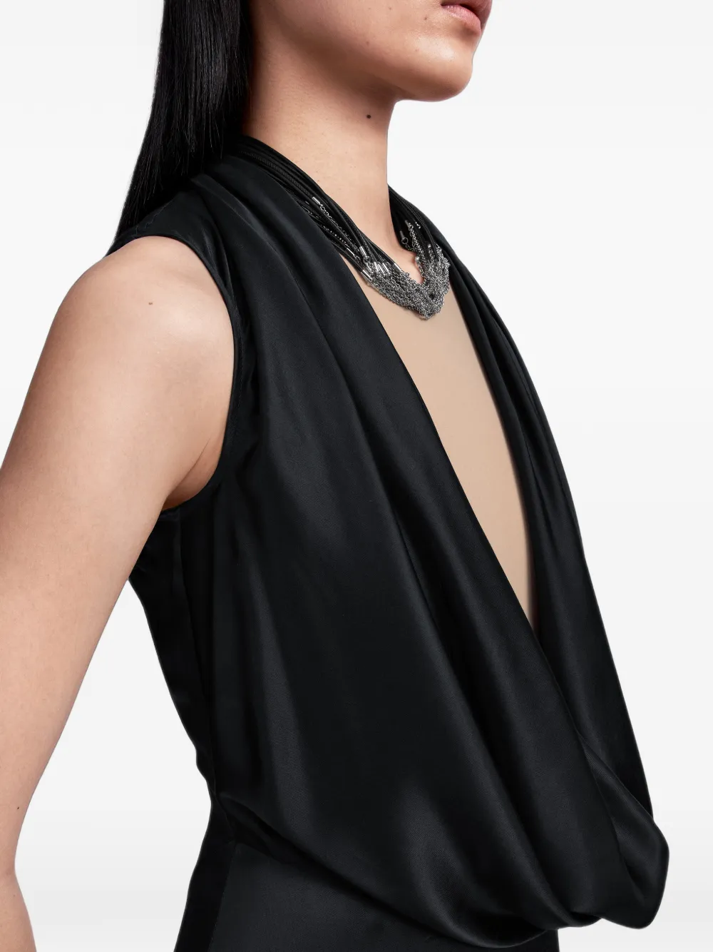 Maison Margiela Maxi-jurk met hoge hals Zwart